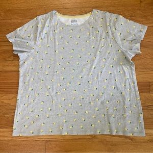Croft & Barrow Tshirt Women’s 1X Gray Short Sleeve Tee Lemons Crew Neck